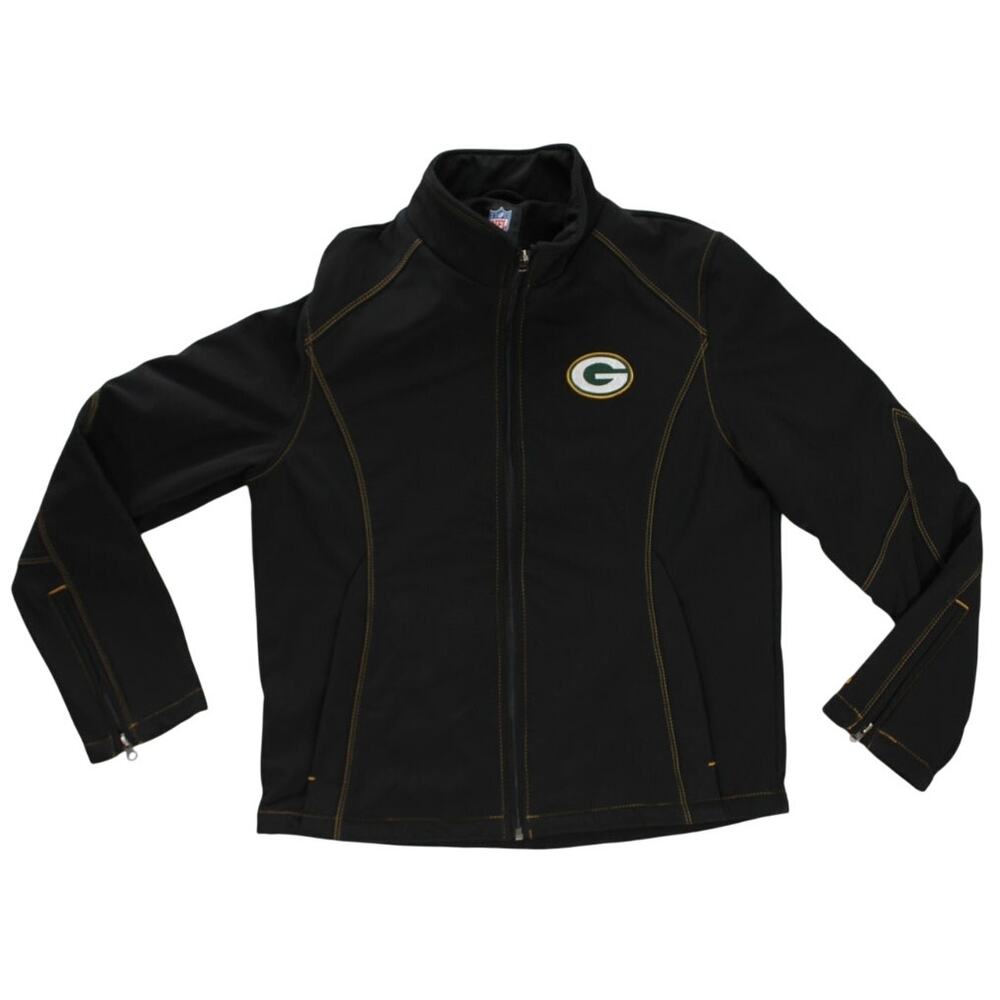 Green Bay Packers Women’s NFL Team Apparel Softshell Jacket Medium Black